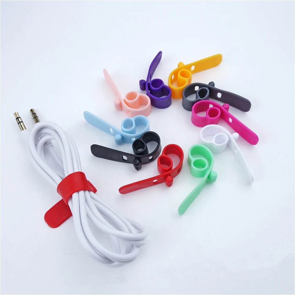 

50pcs Cable Straps Adjustable Soft Silicone Cord Ties for Home Office Wire Organizer Reusable Desktop Cord Holder USB Chargers