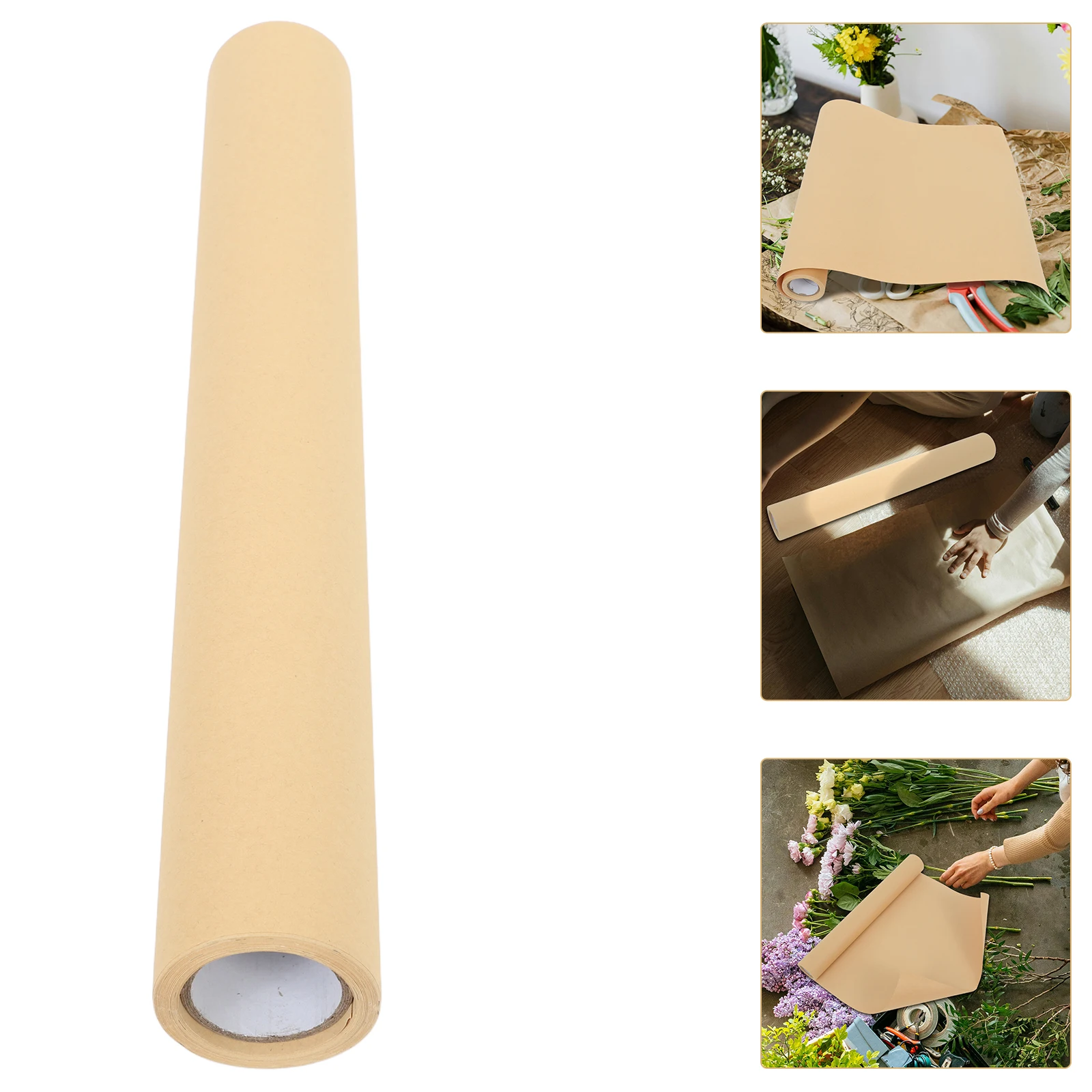 لفة ورق تغليف كرافت ورق كرافت متين لتغليف الهدايا على شكل زهرة ومشاريع فنية عتيقة أنيقة وسميكة