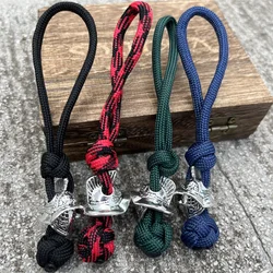 1Pcs Viking Spartan Warrior Helmet Lanyard Keychain Handmade Paracord Keyring For Key Car Accessories Jewelry