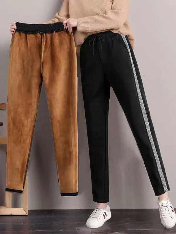 

Утепленные флисовые серебристые спортивные брюки для женщин, осенне-зимние, теплые, свободные, повседневные, в стиле Харлан, черные, для похудения, спортивные штаны