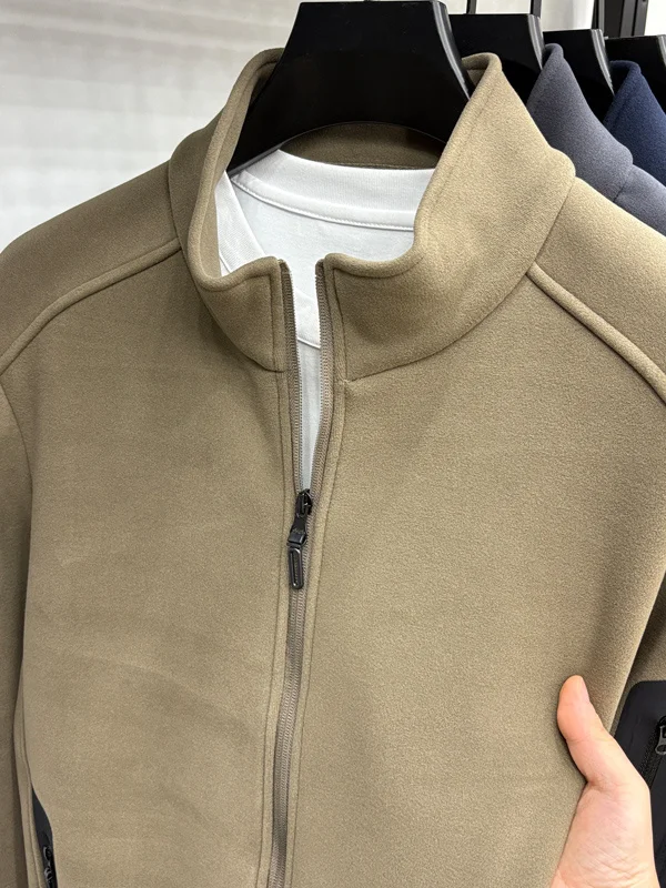 

Мужская зимняя повседневная спортивная толстовка на молнии с мягким воротником-стойкой, верхняя одежда, полиэстер, различные цвета...