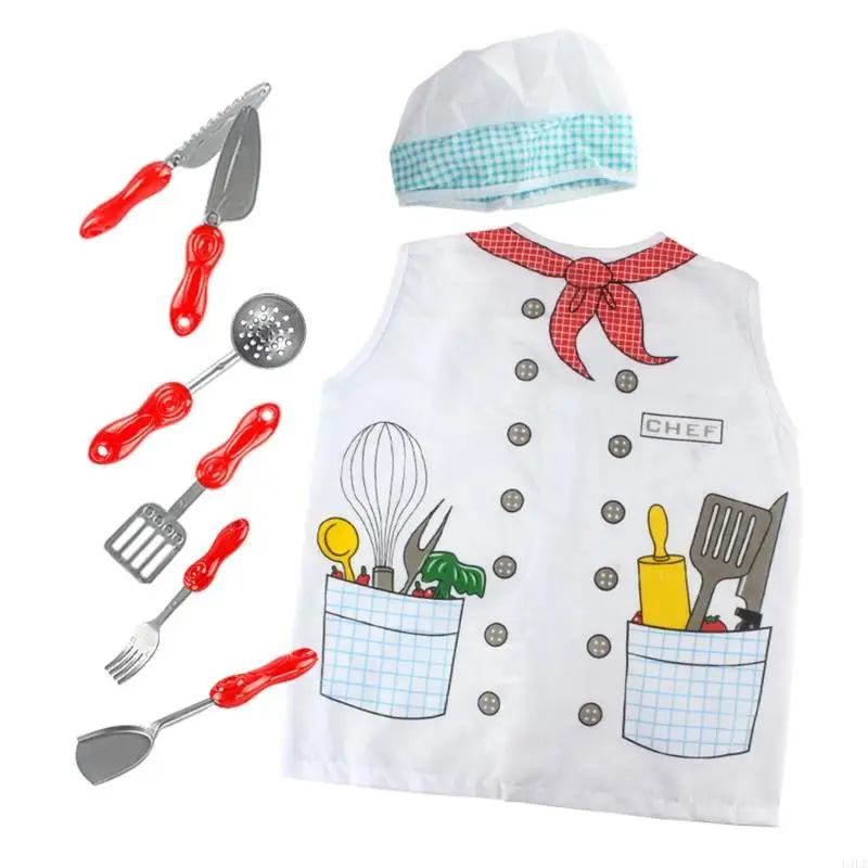 

U4LE Chefs Rel Play Set Set Set Set Set Up Set Set Притворяется наряды шеф -поваров дети