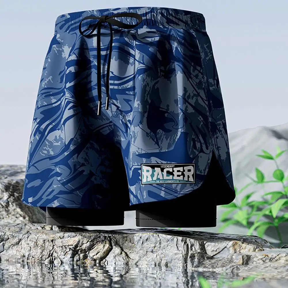 

L-5XL Men's Swimming Trunks Swimsuit Printing Flat Angle Swim Trunks Five Point Style Quick Drying Beach Pants Sports