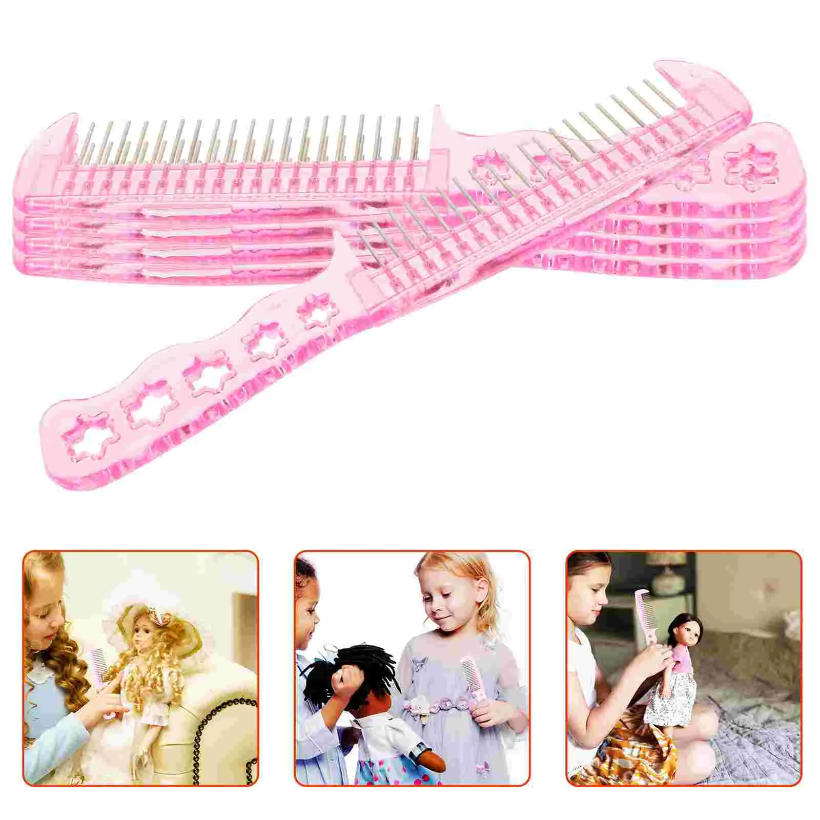 5 Pcs Comb Plastic Brush Hair Combs for Styling Metal Pin Synthetic Bjd