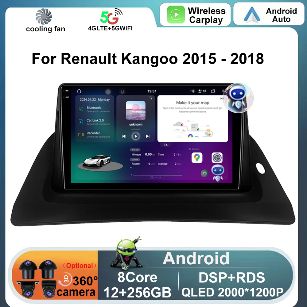 

Android 14 4G LTE For Renault Kangoo 2015 - 2018 Car Multimedia Radio Player Carplay GPS Navigation BT Tools WIFI IPS DSP