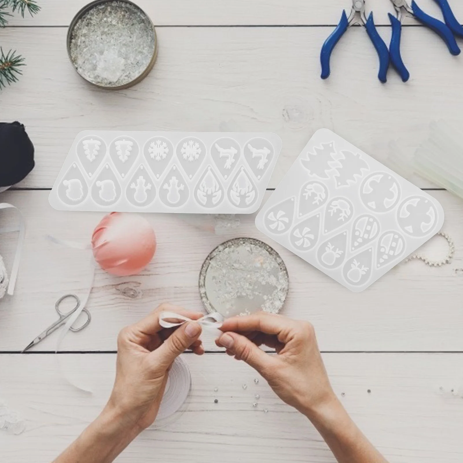 2 قطعة قالب قلادة القرط السيليكون DIY بها بنفسك صنع المجوهرات طويلة الأمد سهلة التنظيف قالب الملحقات العملية المهنية