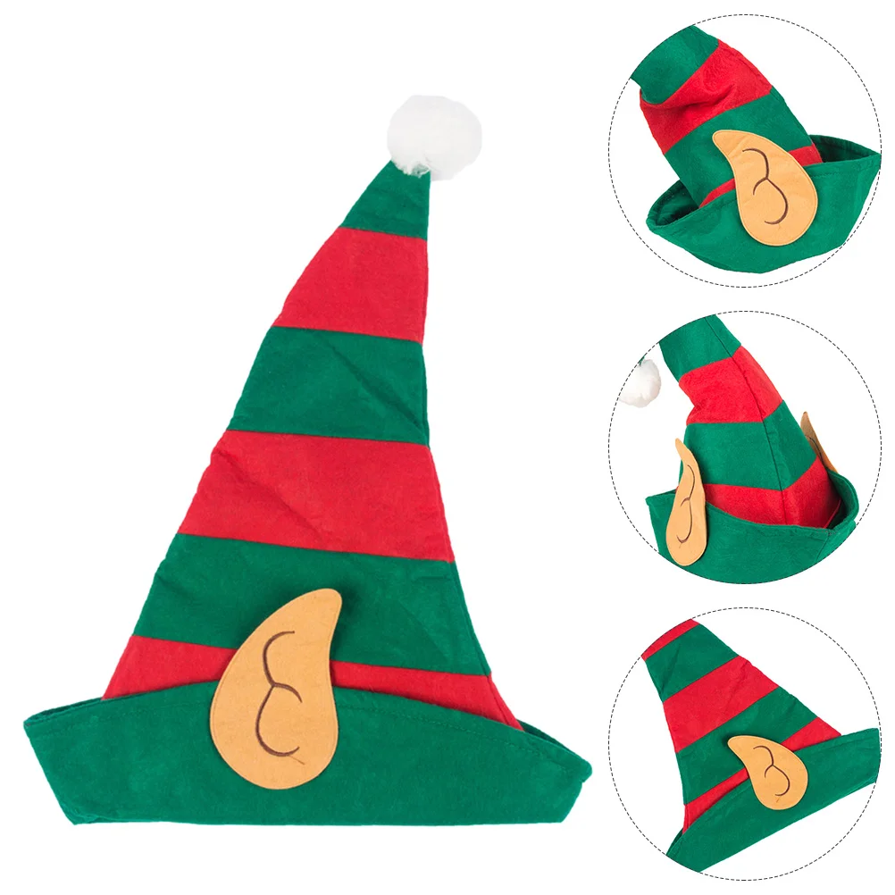 3 Pcs Christmas Elf Hat Kidcore Clothes Clown Dress Headgear Girl Party Cap Xmas Costumes Flannel Child