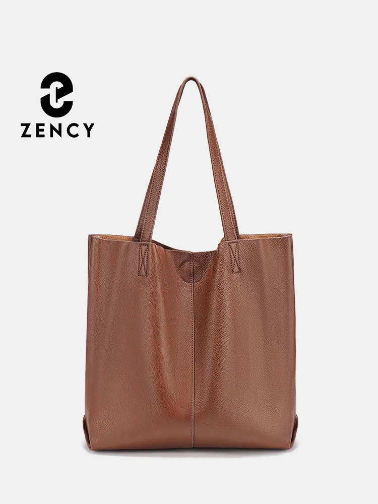 Zency 100 % echtes Leder Handtasche große Kapazität Damen Umhängetasche Retro Tote Geldbörse Einkaufstaschen Verbundtasche Naturleder
