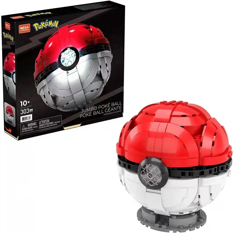 Mega Bloks Pokemon Poke Ball Assembly Model Kit Action Figures Can Emit Light Desktop Ornament Boys' Puzzle Toy Collectible Gift