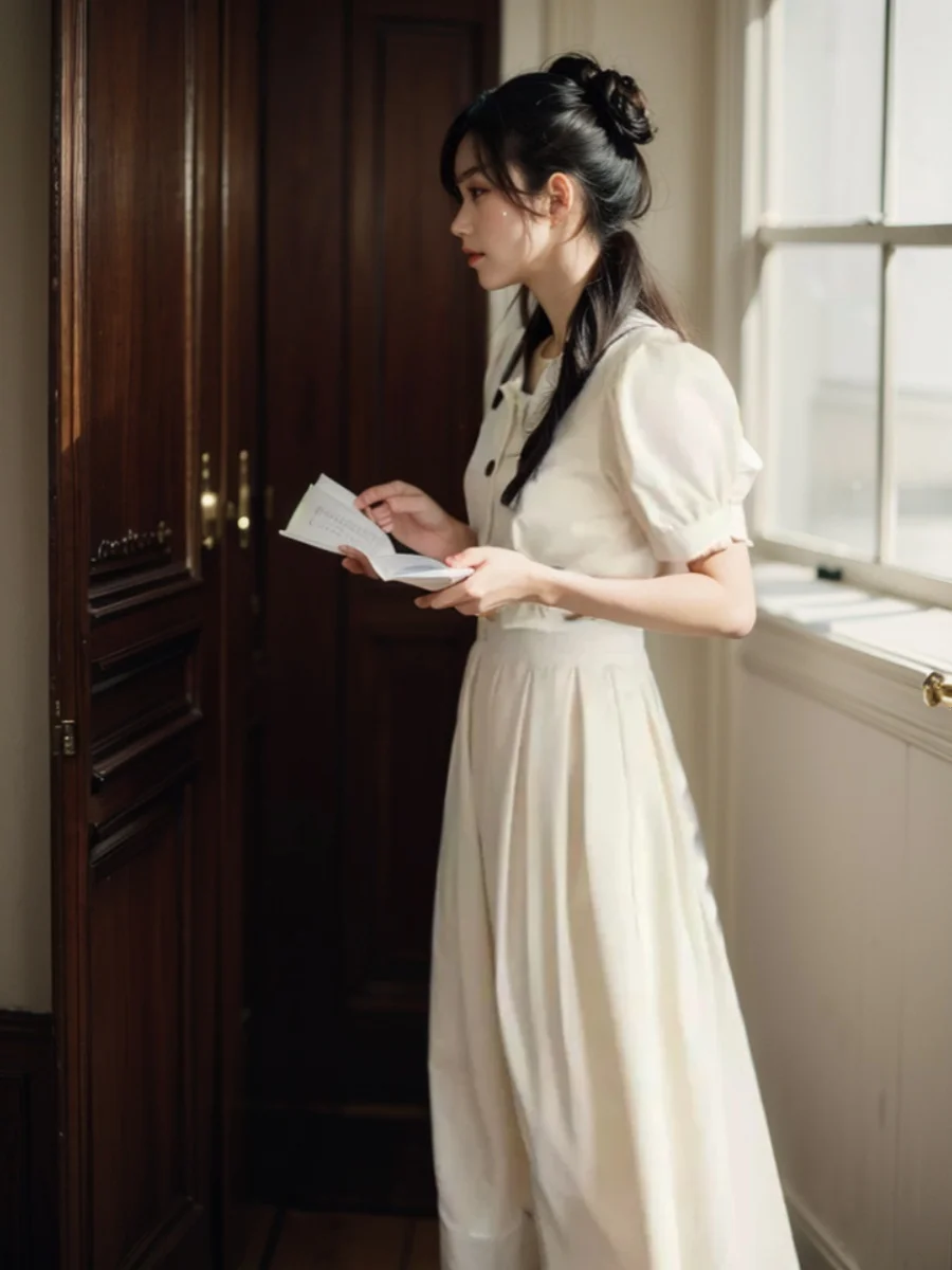 

Комплект из двух предметов: рубашка в стиле «Допамин» с коротким рукавом и плиссированная юбка с высокой талией, для свиданий, в стиле «Маленький аромат», с воротником-стойкой