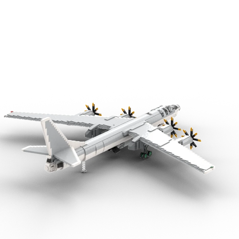 Military Aircraft Series High Difficulty White Tu-95V Plane Building Block DIY Model Puzzle Bricks Toys Collection Expert Gift