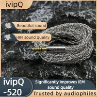 Cable de actualización de auriculares ivipQ-520, accesorio de cobre y cristal único, grafeno de 8 núcleos, con 3,5/4,4mm/0,78 2 pines, para Brave T3 PLUS ZERO Winter  cable auriculares  cable iem