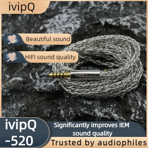 Cable de actualización de auriculares ivipQ-520, accesorio de cobre y cristal único, grafeno de 8 núcleos, con 3,5/4,4mm/0,78 2 pines, para Brave T3 PLUS ZERO Winter  cable auriculares  cable iem