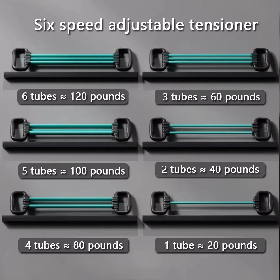 Adjustable Chest Expander 6 Levels Detachable 20-120Lbs Resistance Home Fitness Trainer for Chest Arm Back Strength Training