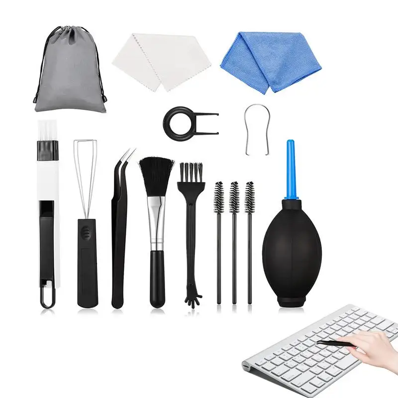 Cell Phone Cleaning Kit Earphone Cleaning Brush Set Earphone Cleaning Tools With Keycap Puller Tweezer Crevice Brush Dust Cloth