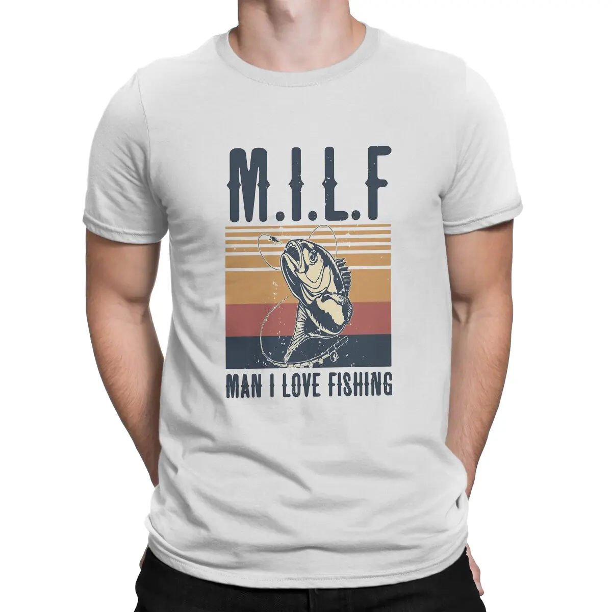 MILF Newest TShirt for Men I Love Fishing Round Collar Polyester T Shirt Hip Hop Birthday Gifts Streetwear