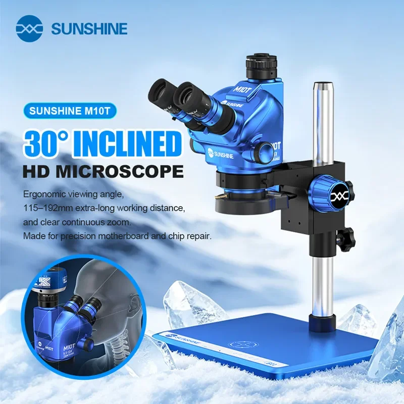 SUNSHINE M10T 0.65X–5.5X Zoom Trinocular Stereo Microscope for Mobile Phone Motherboard PCB Repair High-definition Microscope