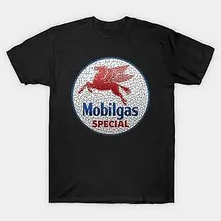 Vintage Oil Mobil Gas Pegasus Sign 80S Retro    Unisex summer T-shirt Cotton fashion couple clothes