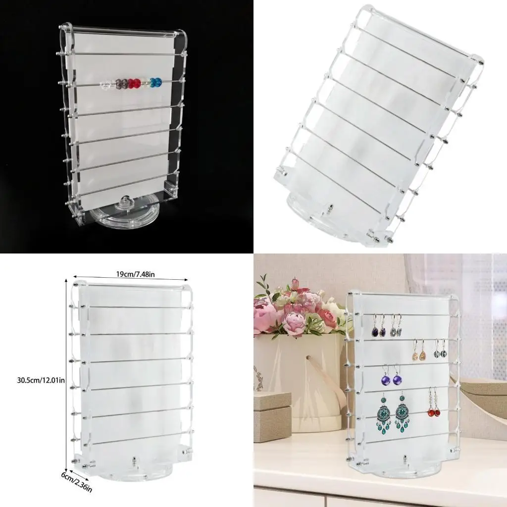 

J78F Versatile Acrylic Bead Display Rack Retail Acrylic Bead Showcase with Double Sided Rotating Display for Accessories