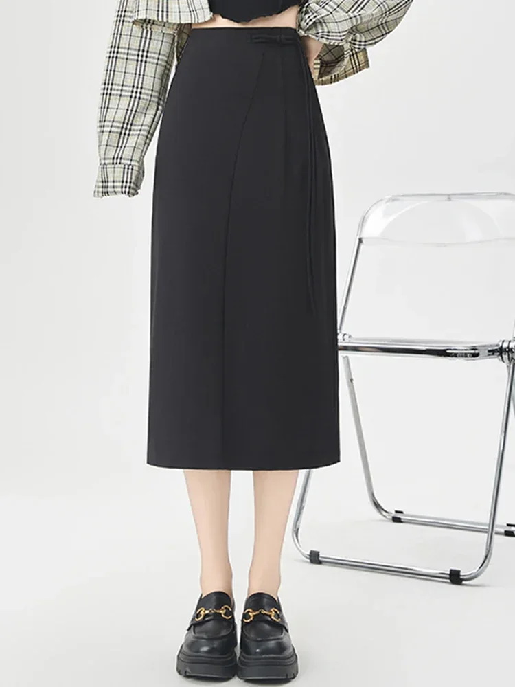 Été Style chinois basique taille haute mince jupes féminines nouveau doux mode bureau dames chic fendu Simple décontracté femmes jupes
