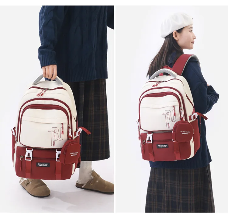 BAIJIAWEI-Sacos De Escola Impermeáveis com Bolsa para Meninas, Crianças Adolescentes Mochila, Impressão Mochilas Escolares para Crianças