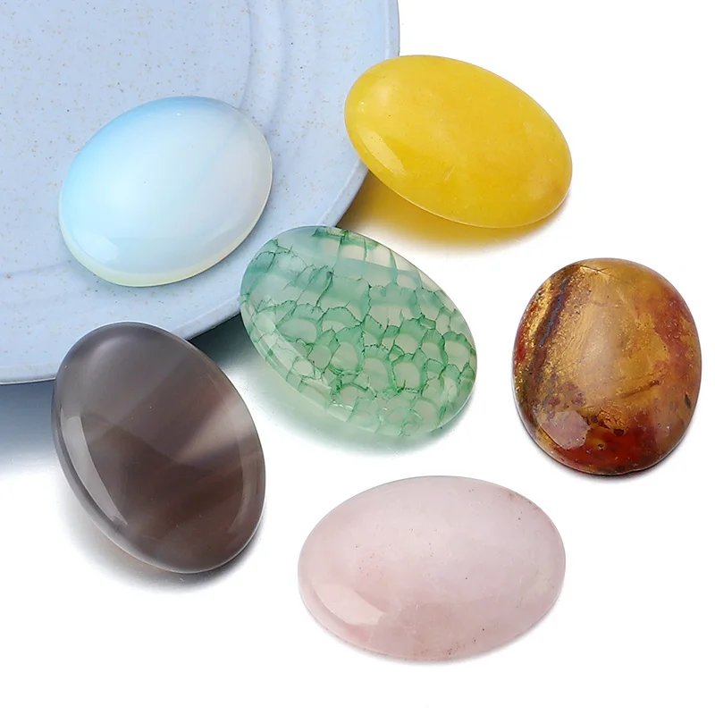 Cabochons promenales en Pierre Naturelle pour Bijoux, 2 Pièces, 30x40mm, Turquoise, Agate, Malachite, Œil de Tigre, Camée