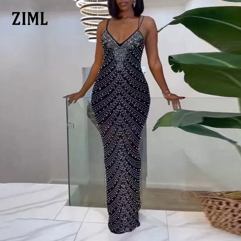 

ZIML однотонное утягивающее платье с открытой спиной и бриллиантами для женщин, квадратное темпераментное платье без рукавов с высокой талией, женское новое