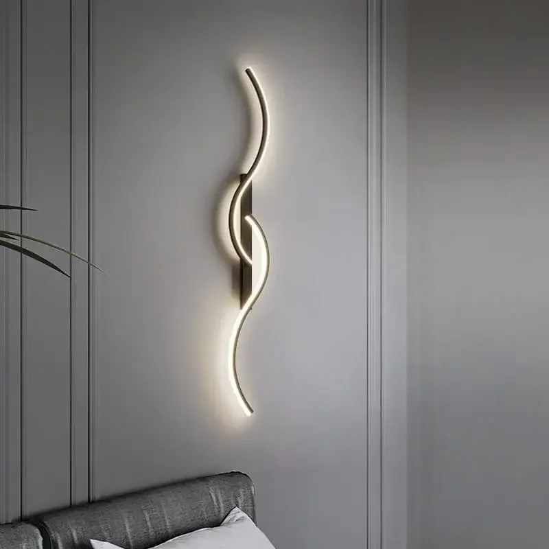 

Modern Minimalism Wall Sconce Led Light Luxury Long Strip Grille Wall Sconce Lamp Living Room TV Background Bedside Lamp Decor