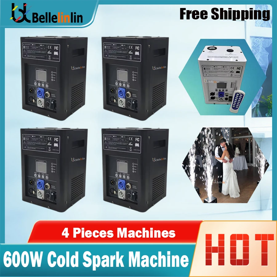 

No Tax 4pcs 600W Cold Spark Firework Machine For Wedding Celebration Dmx And Remote Control Spark Fountain Sparkular Machine