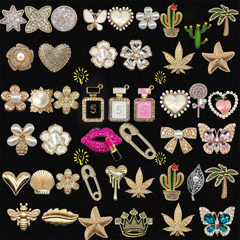 1/5pcs Designer Metal Shoe Charms Perfume Lipstick Luxury Decorations for Shoe Accessorie Butterfly Pins for Women