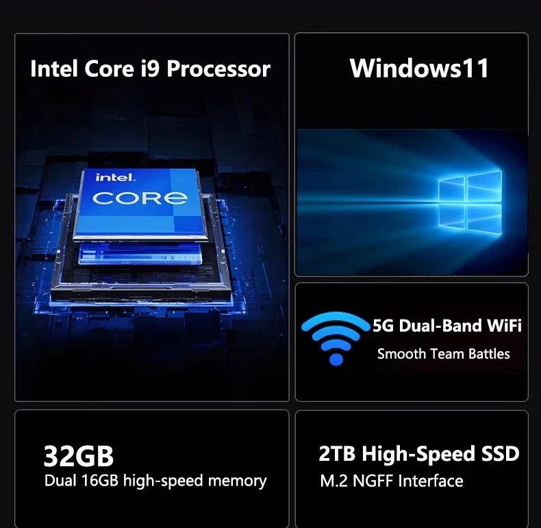 Новый игровой ноутбук 2026 года, 15.6 дюймов, 32 ГБ ОЗУ, 2 ТБ SSD, Windows 11, Intel Core i9-9900, 1920*1080 HD, ультратонкий, для геймеров и офиса