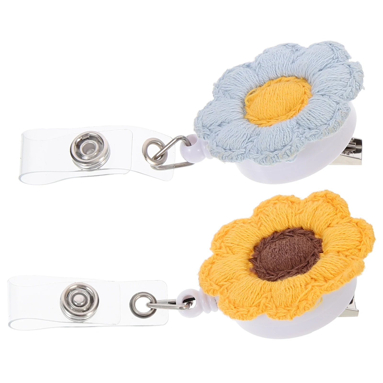 

2Pcs Sunflower Shape Badge Holder Premium ABS Felt Retractable Badge Reel Clip for Id Cards Name Tags Keys Nurses Workers