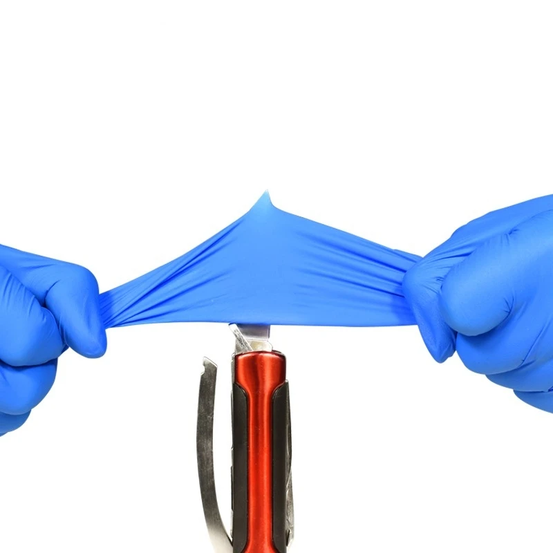 4Mil الأزرق النتريل قفازات يمكن التخلص منها الثقيلة الصناعية الصف قفازات أمان العمل للرجال ميكانيكي قفازات تنظيف السيارات #4