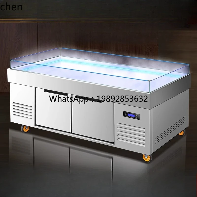 

ZS Seafood Ice Table Display Cabinet Refrigerated and Frozen Commercial Spray Fresh-keeping Cabinet
