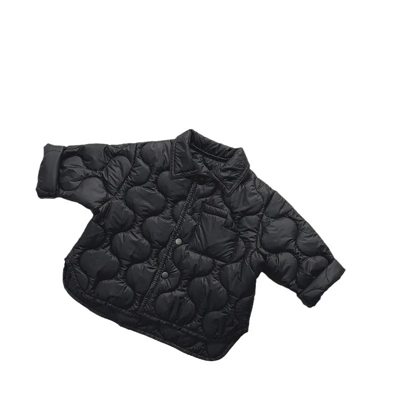 Korean Style Kids Quilted Padded Jacket Lapel Lightweight Warm Coat Boys Girls Winter Casual Outerwear
