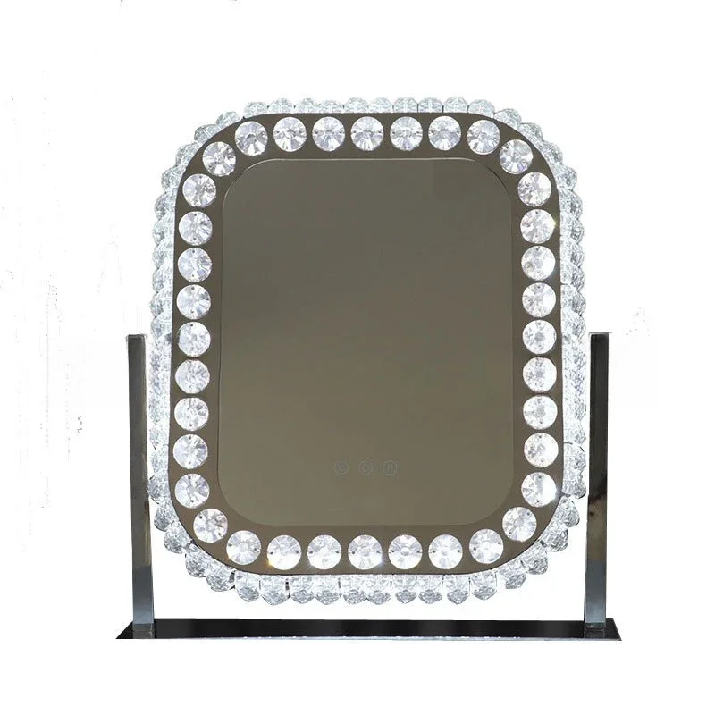 Dressing mirror ins Internet celebrity led makeup mirror with lamp mirror girl crystal desktop large intelligent fill