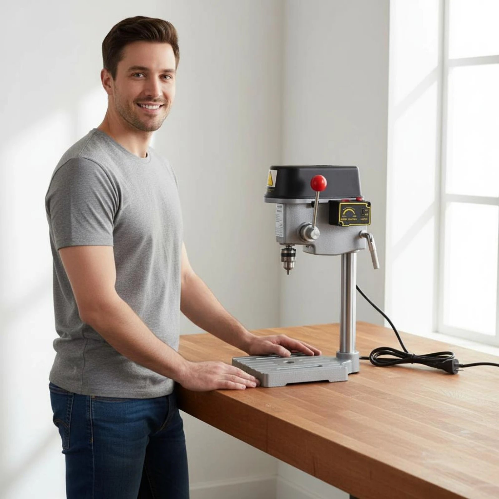 Mini Taladro De Banco Con Diseño Que Ahorra Espacio, Herramienta Eléctrica De 340W Para Aficionados Al Bricolaje, Fabricación De Joyas, Taller — -45%, 45.99€ Coupon, from 53.99€ – 45% descuento – €53.99