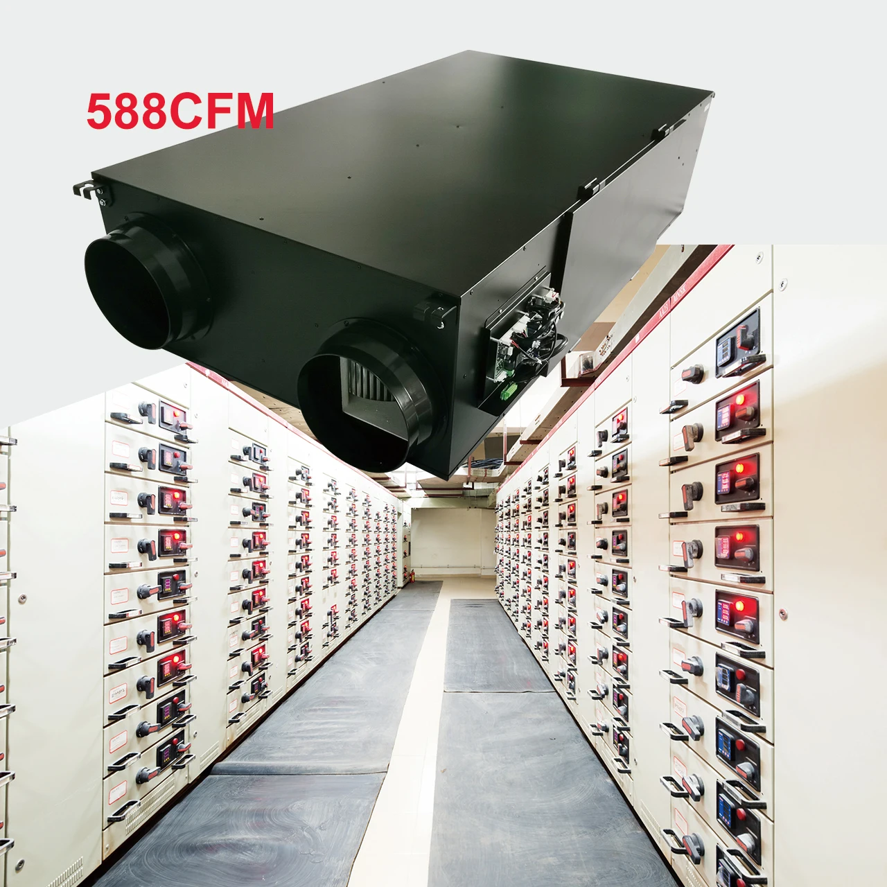 Sistema di ventilazione a recupero energetico 1000CMH montato a soffitto con filtro HEPA a recupero di calore per porta laterale e sensore di CO2
