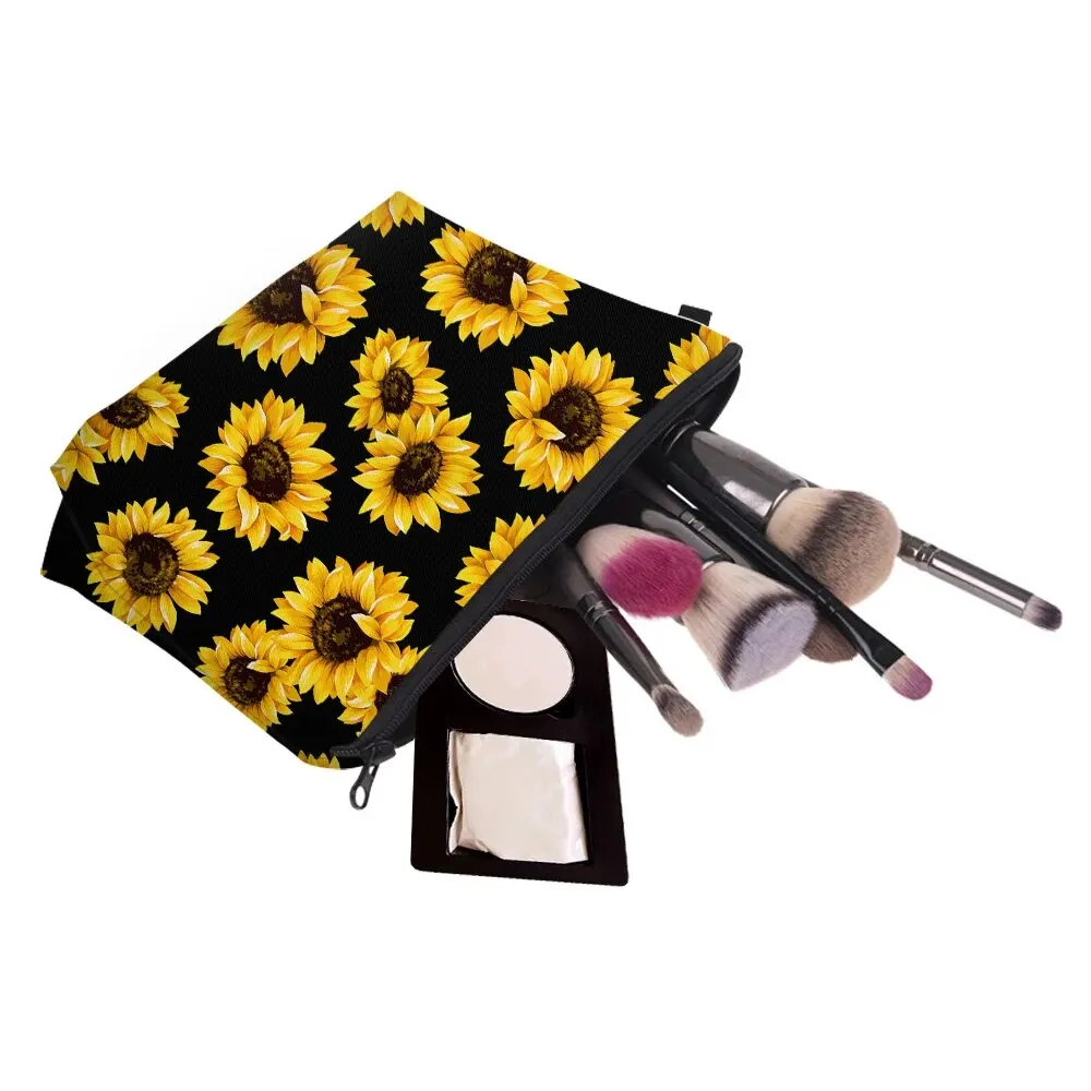 Adorable Sunflower Pattern Cosmetic Bag - Roomy Makeup Bag for Travel and Toiletry Organization - Waterproof and Durable Gift