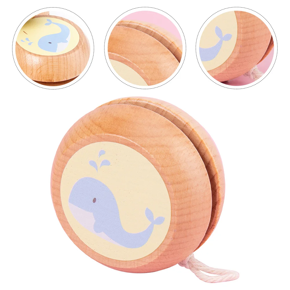 Yo-Yo Kids Yoyo Cartoon Pattern Playthings Wooden Toys Fingertip Ball Outdoor Toddler