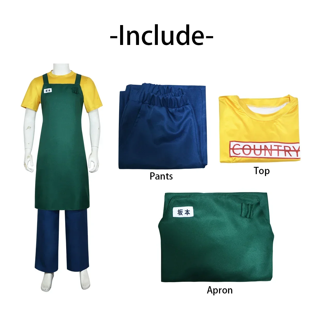 

New 2025 Anime SAKAMOTO DAYS Sakamoto Taro Cospaly Adult Unisex Uniform Apron Full Set Accessories Suits Halloween Outfits