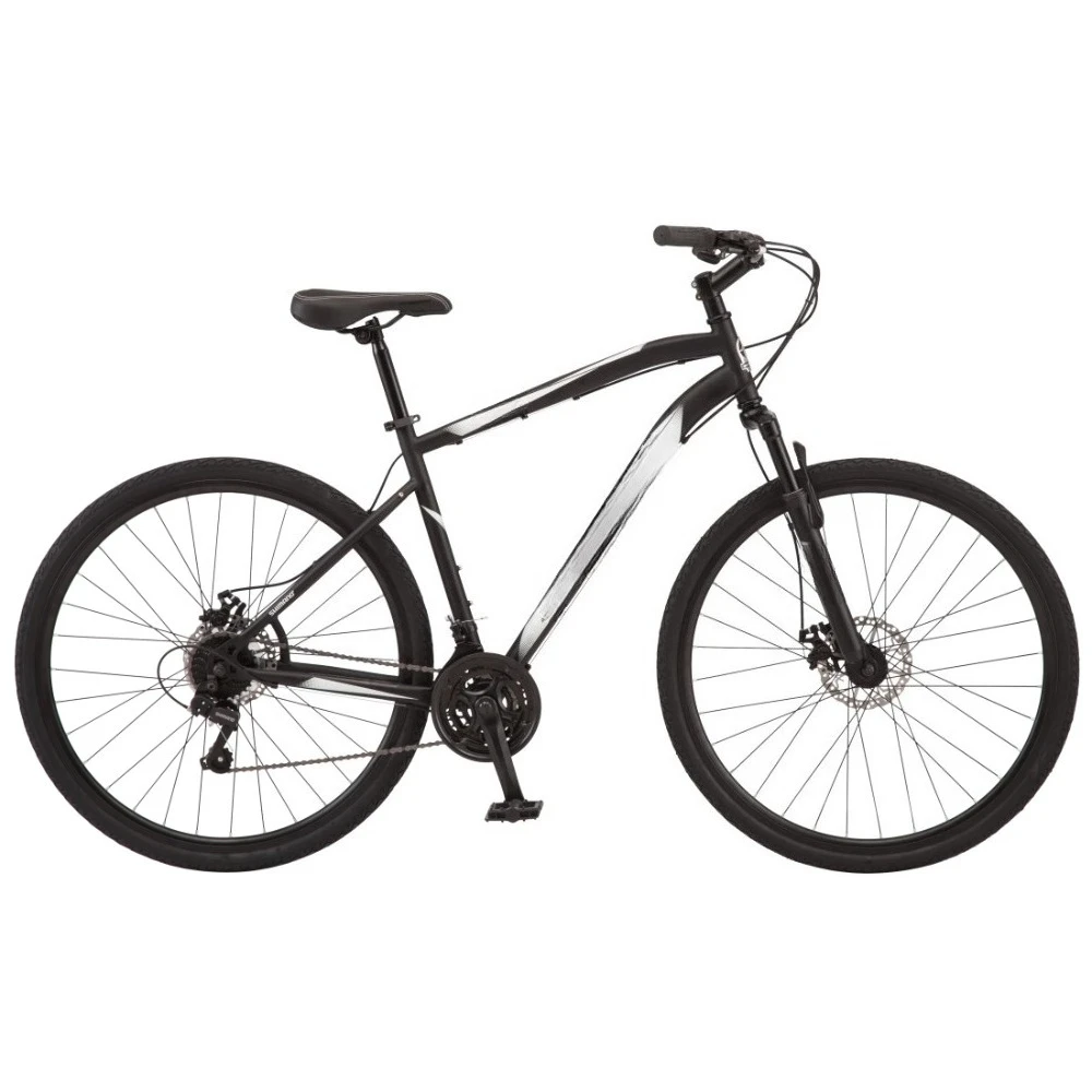

700c Glenwood Hybrid Bike, Adults +14 Years, Black, 21 Speeds