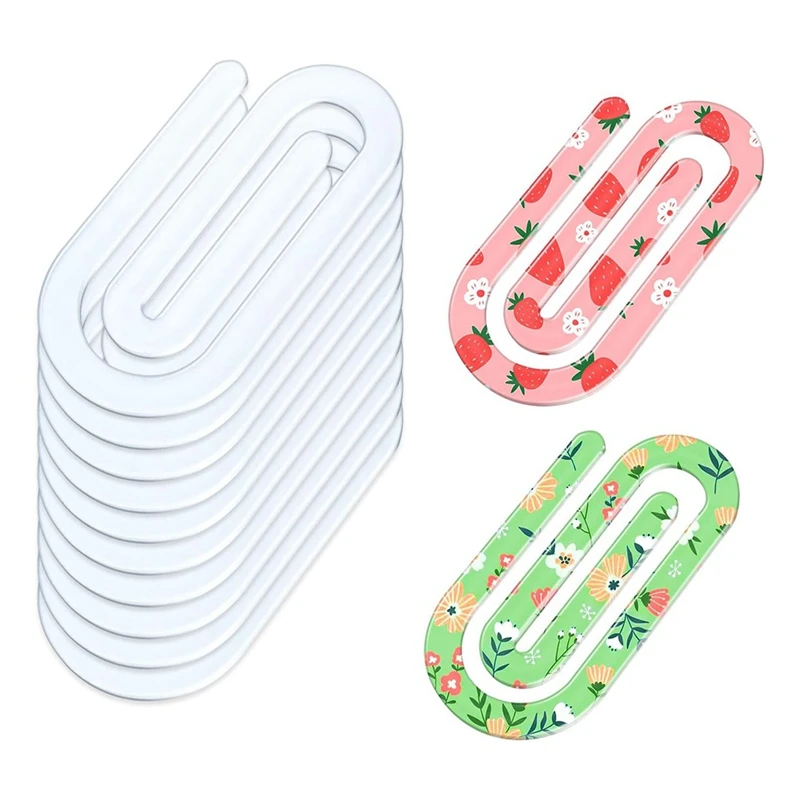 AA81-10 Pack Sublimation Blanks Acrylic Paper Clips, 4 Inch X 2 Inch Jumbo Paper Clips Clear For Heat Transfer DIY Design