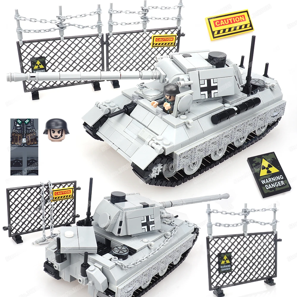 Military WW2 Panther Tank Building Block Assemble Army Figures Black Panther Main Battle Weapons Scenes Model Child Gift Boy Toy