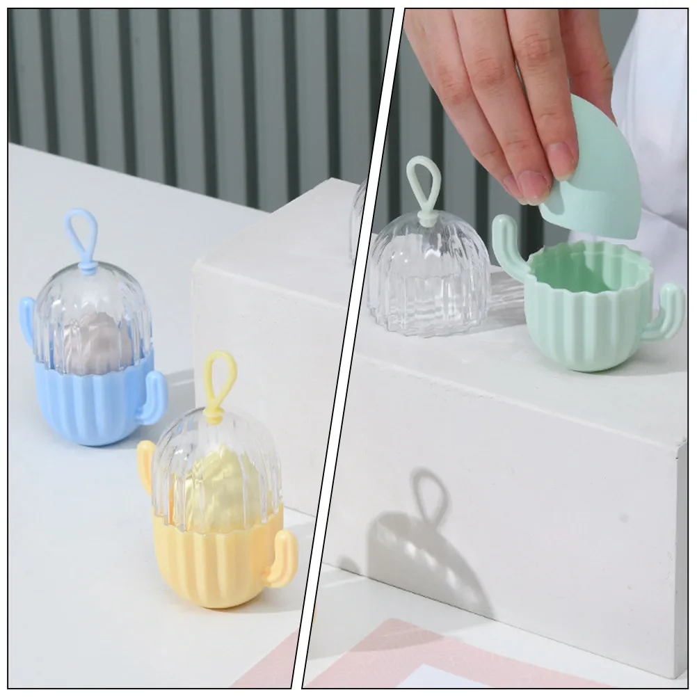 5pcs Cactus-Shaped Silicone Makeup Sponge Holder – Portable Travel-Friendly Beauty Egg Storage Container