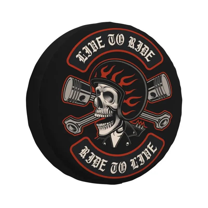 Custom Biker Motorcycle Skull Spare Tire Cover for Jeep Wrangler Rockabilly 4WD 4x4 SUV Car Wheel Protector 14\