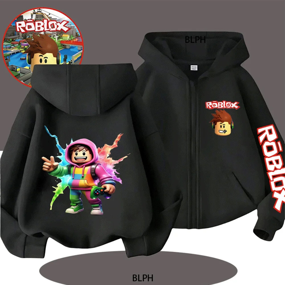 

Очаровательная детская красочная толстовка с капюшоном в стиле Roblox и принтом игрового контроллера, удобная и стильная для маленьких геймеров
