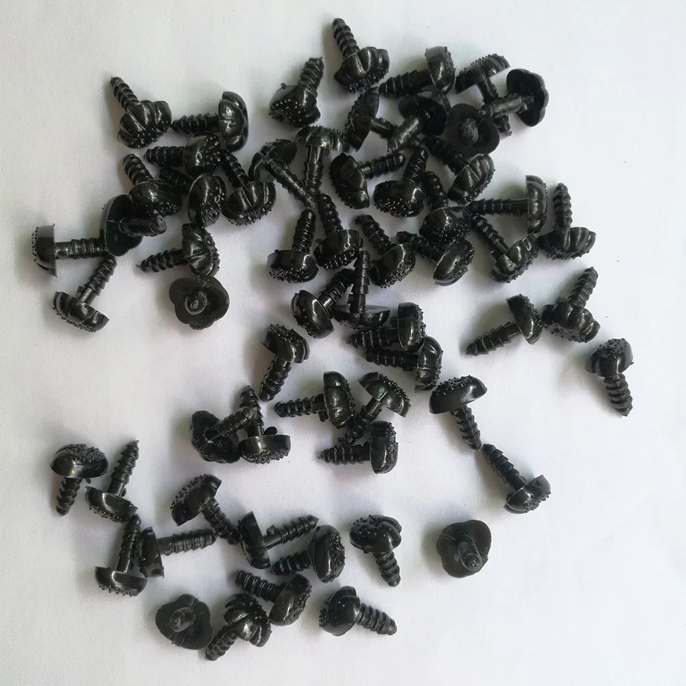 100PCS Black Plastic Safety Noses for Teddy Bear Doll Animal Puppet Crafts Children DIY Doll Toys Accessory Dog Nose & Washers