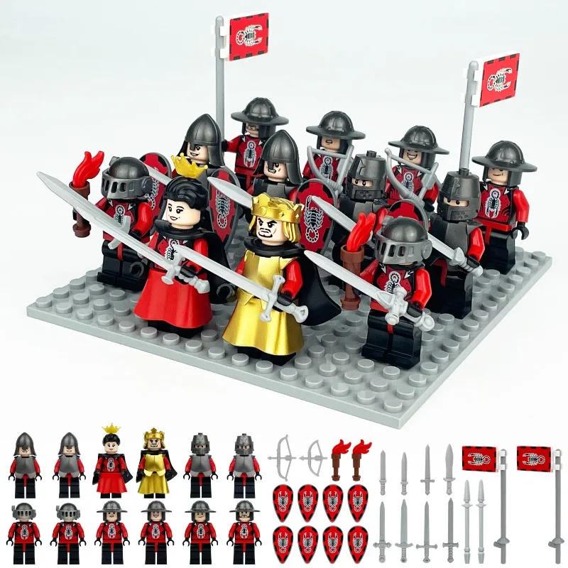 Mittelalterliche Soldaten, Krieger, Ritter, Mini-Puppen, Humanoide Puppen, Bausteine, Spielzeug, Geburtstagsgeschenke, Cartoon-Figuren. – Detail 4