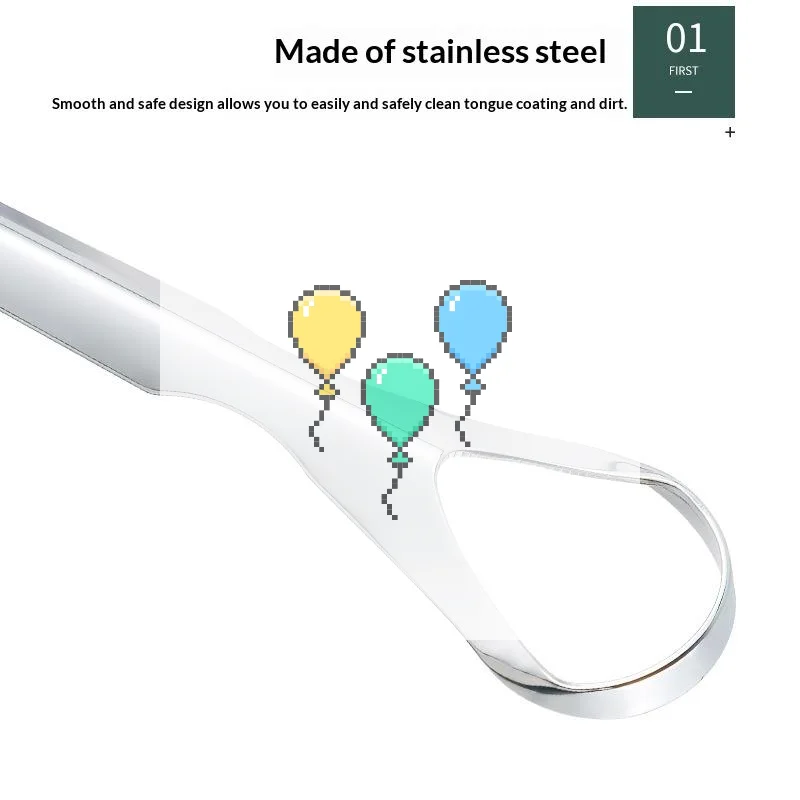 1 Pcs Reusable Stainless Steel Useful Tongue Scraper Cleaner Fresh Breath Cleaning Coated Tongue Oral Hygiene Care Tools